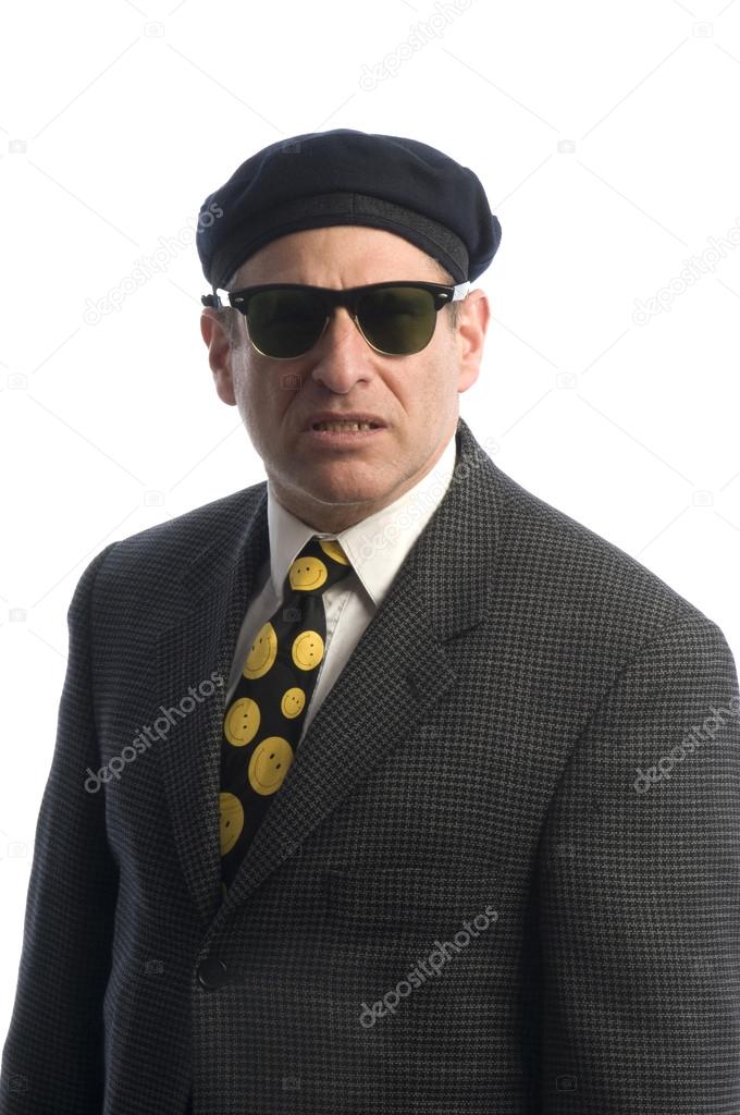agent in sunglasses french beret