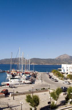 adamas, milos Yunan Adası ile Balıkçılık Yat Limanı tekneler
