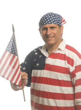 ulusal bayrak bayrak gömlek giymiş yurtsever Amerikalı adam