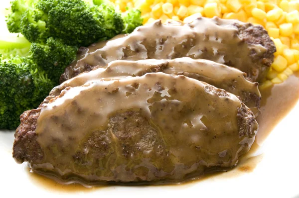 Salisbury steak dinner — Stock Photo, Image