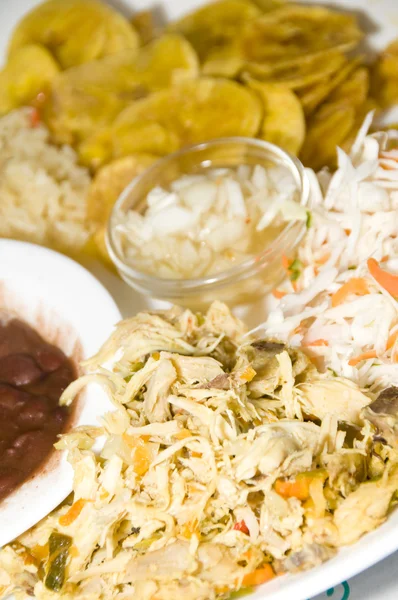 Plate of the day shredded chicken Leon Nicaragua — Stock Photo, Image