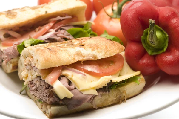 Gourment etli sandviç — Stok fotoğraf
