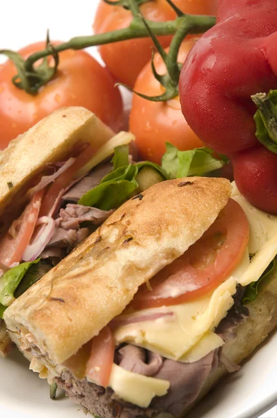 Gourment etli sandviç — Stok fotoğraf