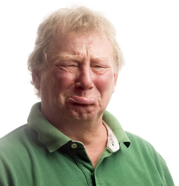 Meia idade homem idoso emocional rosto choro chateado — Fotografia de Stock