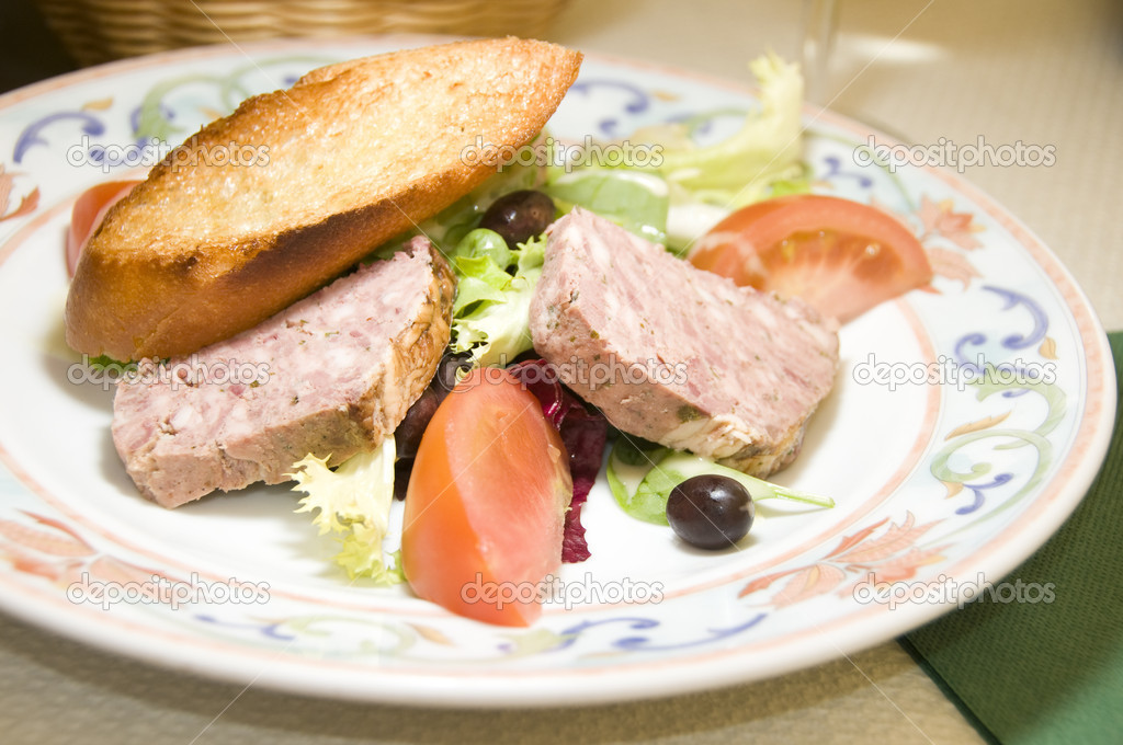 French country style pork terrine pate salad