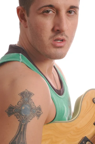 Chitarrista con grande tatuaggio 2497 — Foto Stock