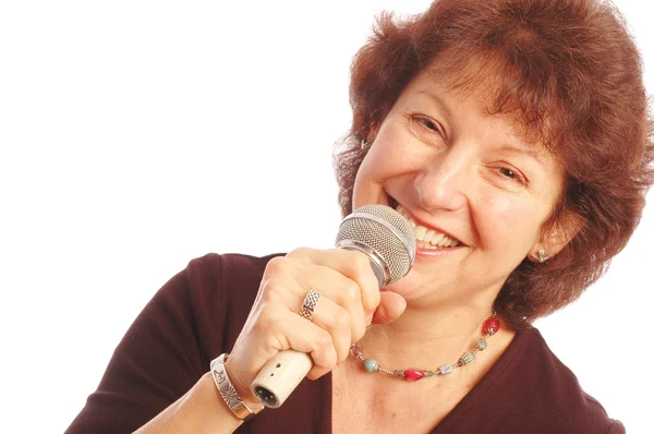 Lady with microphone — Stock Photo, Image