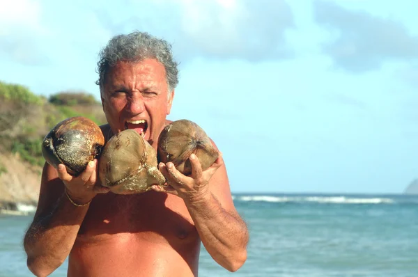 Eating coconuts — Stock Photo, Image