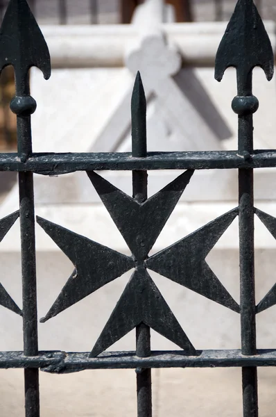 Maltese cross wrought iron fence — Stock Photo, Image