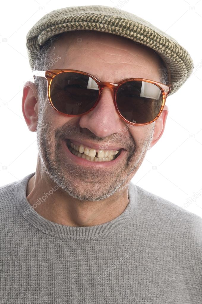 Happy middle age senior man with sunglasses