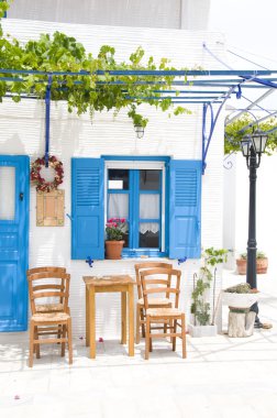 outdoor greek cafe setting greece islands clipart