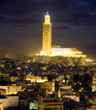 Hassan II Camii gece sahne casablanca morocco Afrika