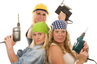 Sexy contractor construction lady with tools clipart