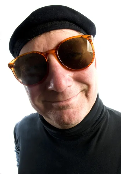 Man franska beret suglasses — Stockfoto