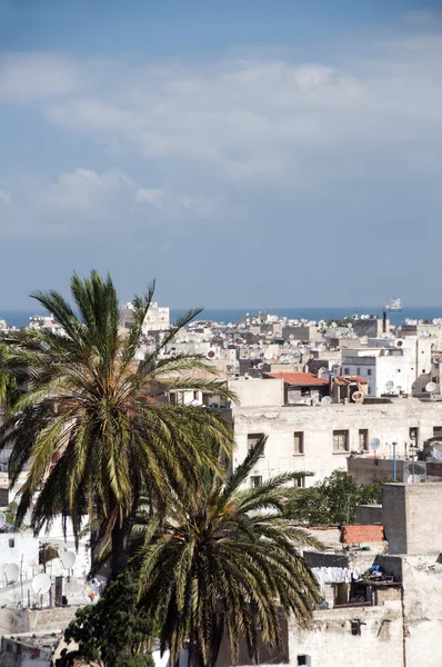 Vue sur le toit Casablanca port marocain et médina — Photo