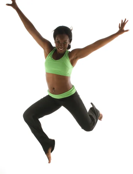 Young pretty hispanic african american woman exercising with fit — Stock Photo, Image