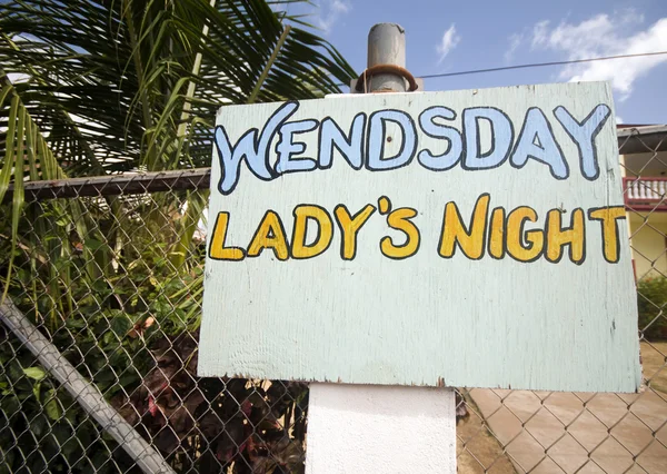 Ladies night sign corn island nicaragua — Stock Photo, Image