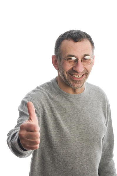 Middle age man smiling thumbs up — Stock Photo, Image