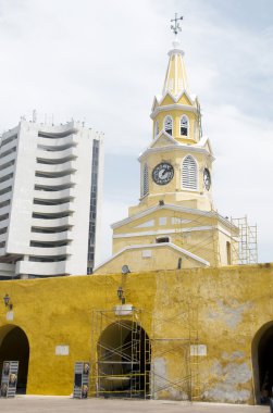 Saat Kulesi duvar duvarlı şehir cartagena Kolombiya Güney Amerika