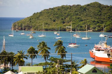 panoramik port elizabeth Limanı bequia St vincent ve Grenadinler