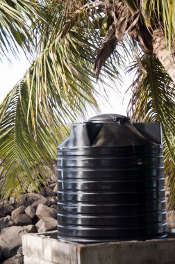 plastic water tank storage system caribbean islands clipart