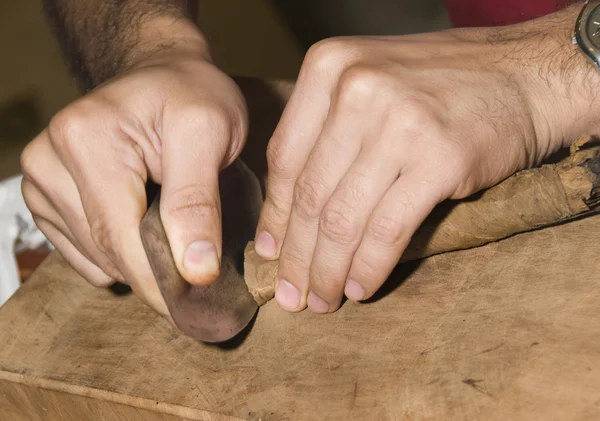 Рука людини прокатки сигари Нікарагуа — стокове фото