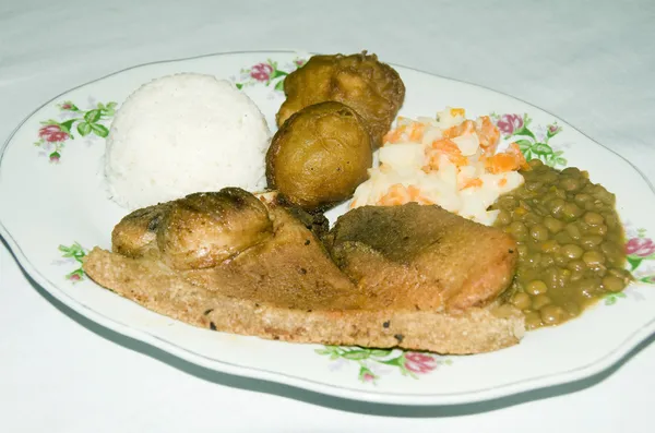 Plate of the day pork chops Colombia food — Stock Photo, Image
