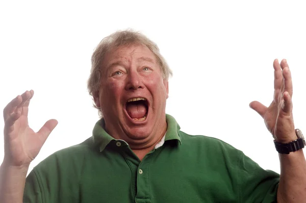 Middle age senior man emotional screaming in shock — Stock Photo, Image