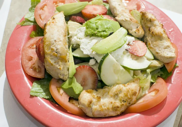 Garden salad fruit chicken filet — Stock Photo, Image