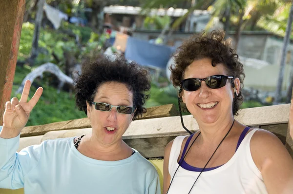 Middle age female tourists Corn Island Nicaragua — Stock Photo, Image