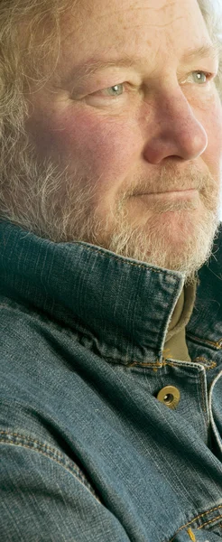 Handsome middle age man denim jacket — Stock Photo, Image