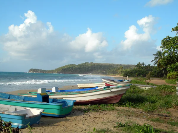 Rybackich łodzi długo zatoki plaży kukurydzy wyspa Nikaragui — Zdjęcie stockowe