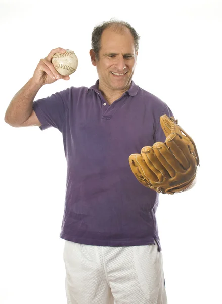 Man softball and baseball glove — Stock Photo, Image