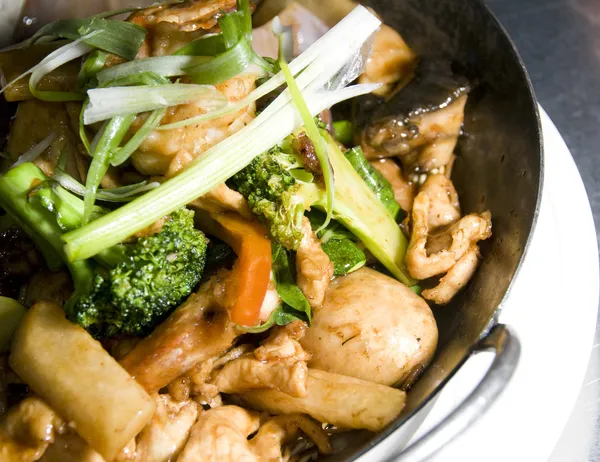 Camarão frango pan asiático tailandês alimentos — Fotografia de Stock