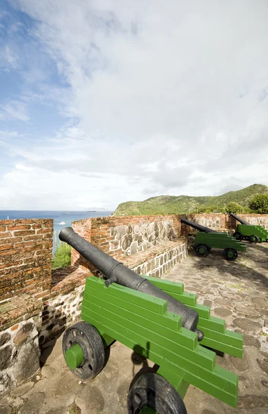 大砲フォート oranje オラニエスタッド シント ユースタティウス島カリブのオランダ — ストック写真