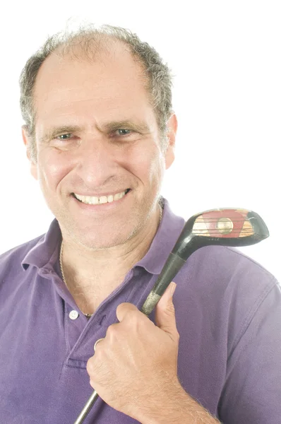Schöner Senior Golfer mittleren Alters Mann Holz Golfclub — Stockfoto