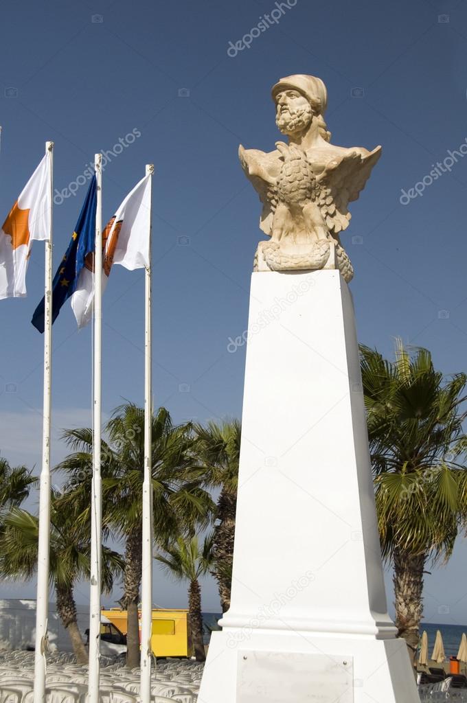 statue Kimon the Athenian seaside promenade Larnaca Cyprus