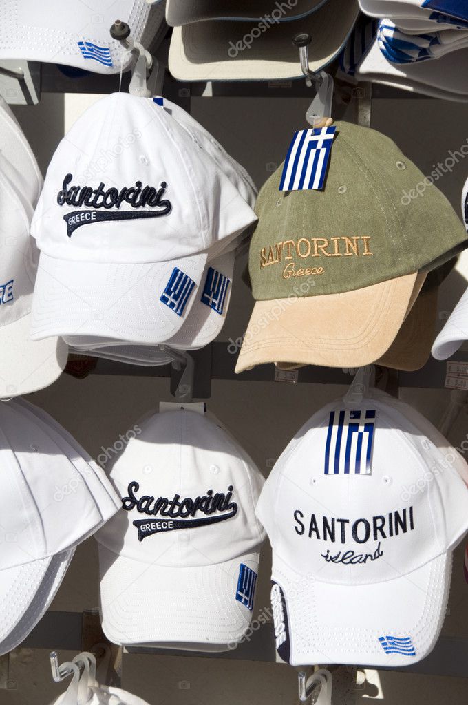 Souvenir hats sale display Santorini — Stock Photo © rjlerich 23059634