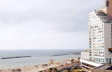 skyline cityscape high rise hotel on Mediterranean sea Tel Aviv