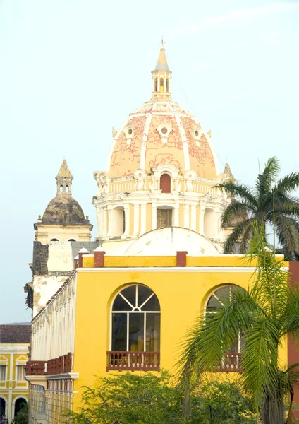 Na dachu widok iglesia de santo domingo cartagena Kolumbia Ameryka Południowa — Zdjęcie stockowe