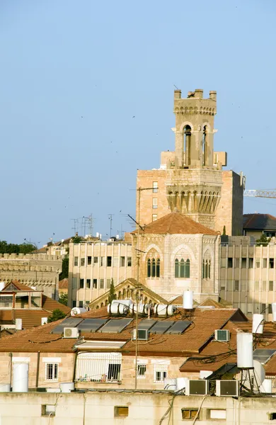 Rooftop Jerusalem Palestine Israel architecture with mosque mosque synagogue temples churches — Stock Photo, Image