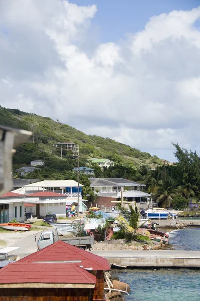 Town harbor dock port view typical Caribbean house architecture — Stock Photo, Image