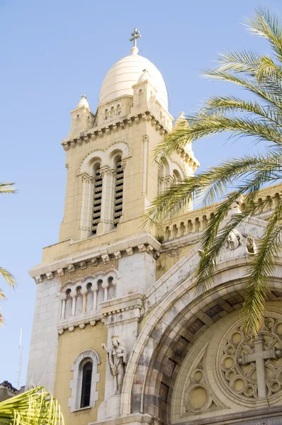 Katedrali st vincent de paul Katolik katedral avenue habib Burgiba Tunus Tunus Afrika olduğunu. — Stok fotoğraf