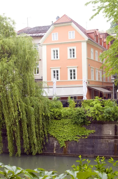 Średniowieczna architektura rzeki ljubljanica ljubljana Słowenia — Zdjęcie stockowe