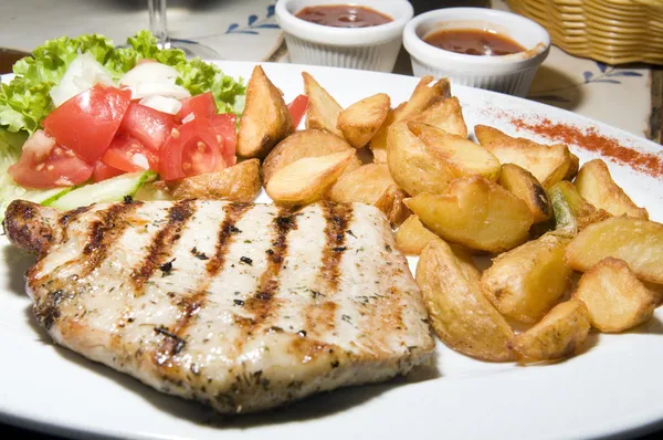 Grilled pork chops meal — Stock Photo, Image