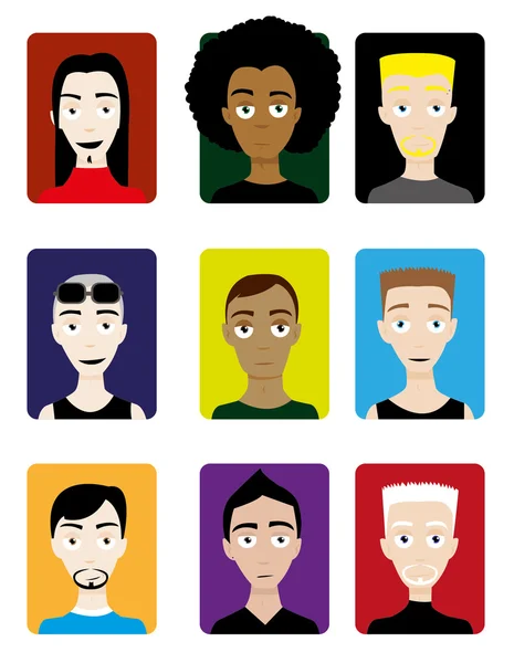 Ensemble d'avatars masculins — Image vectorielle