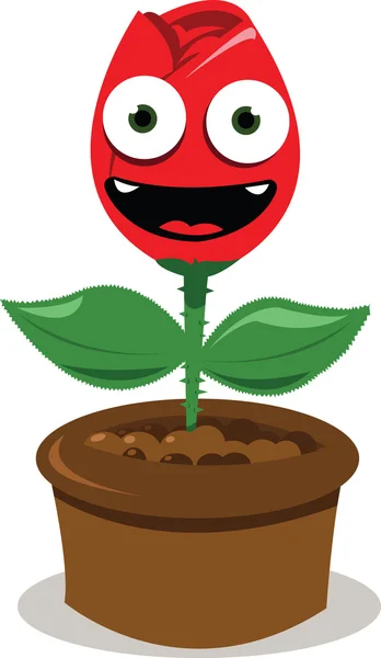 Funny red rose smiling — Stock Vector