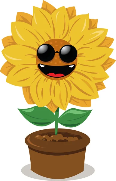 Funny sunflower wearing sunglasses — Stock Vector