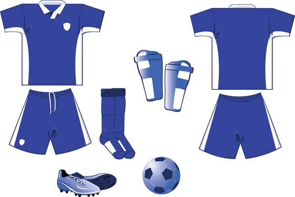 Біло-блакитне футбольне обладнання — стоковий вектор