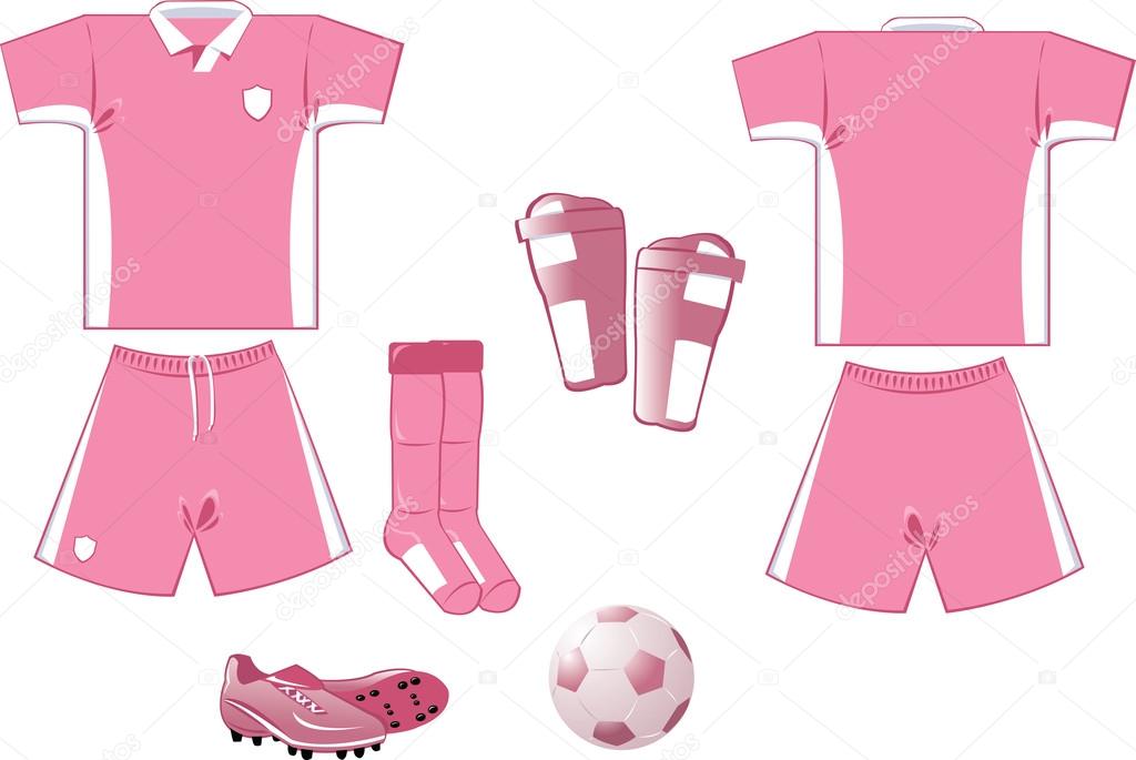 White and pink soccer equipment